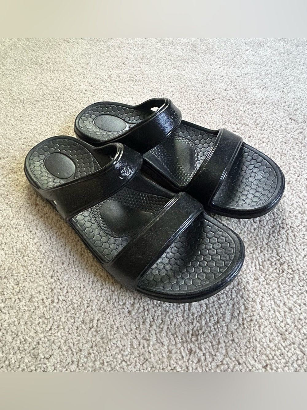 Women’s Sz 10 Spenco fusion Orthotic 2 strap slides Black Arch Support LikeNew